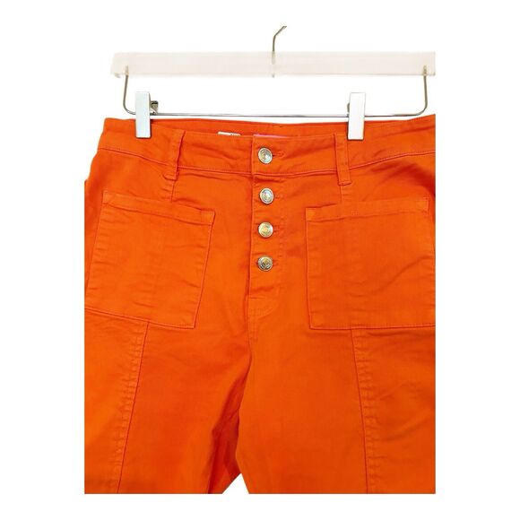 Vilagallo Women’s Front Pocket Jeans Pants Sz 44 = US 12 Orange Button Fly E23 - Picture 2 of 7